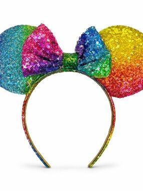 Generic Rainbow ombré Sequin Minnie Ears Headband